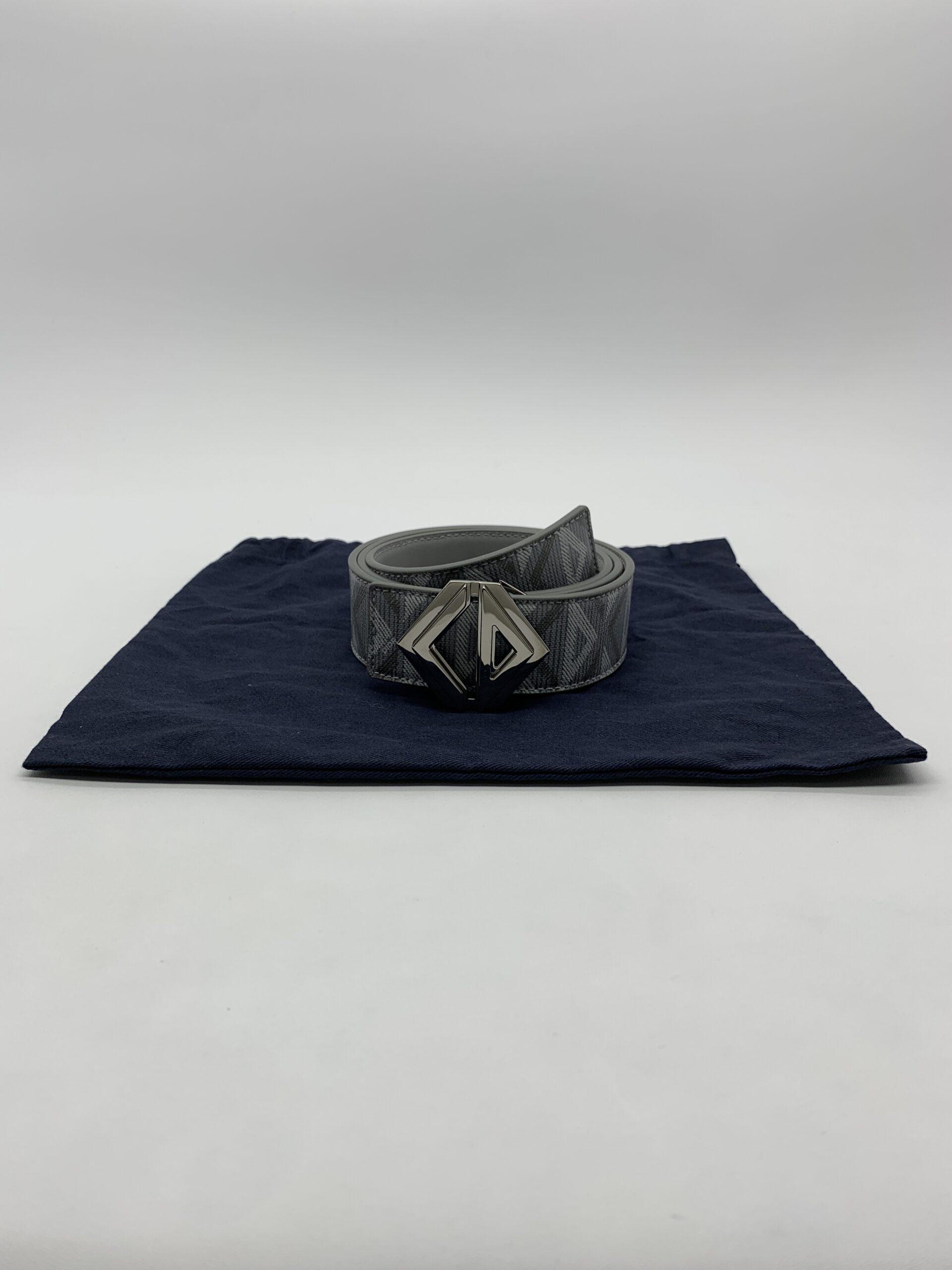 Dior CD Belt Diamond Reversible Diamond Canvas Grey