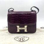Hermes Constance 18 Croco Burgundy PHW