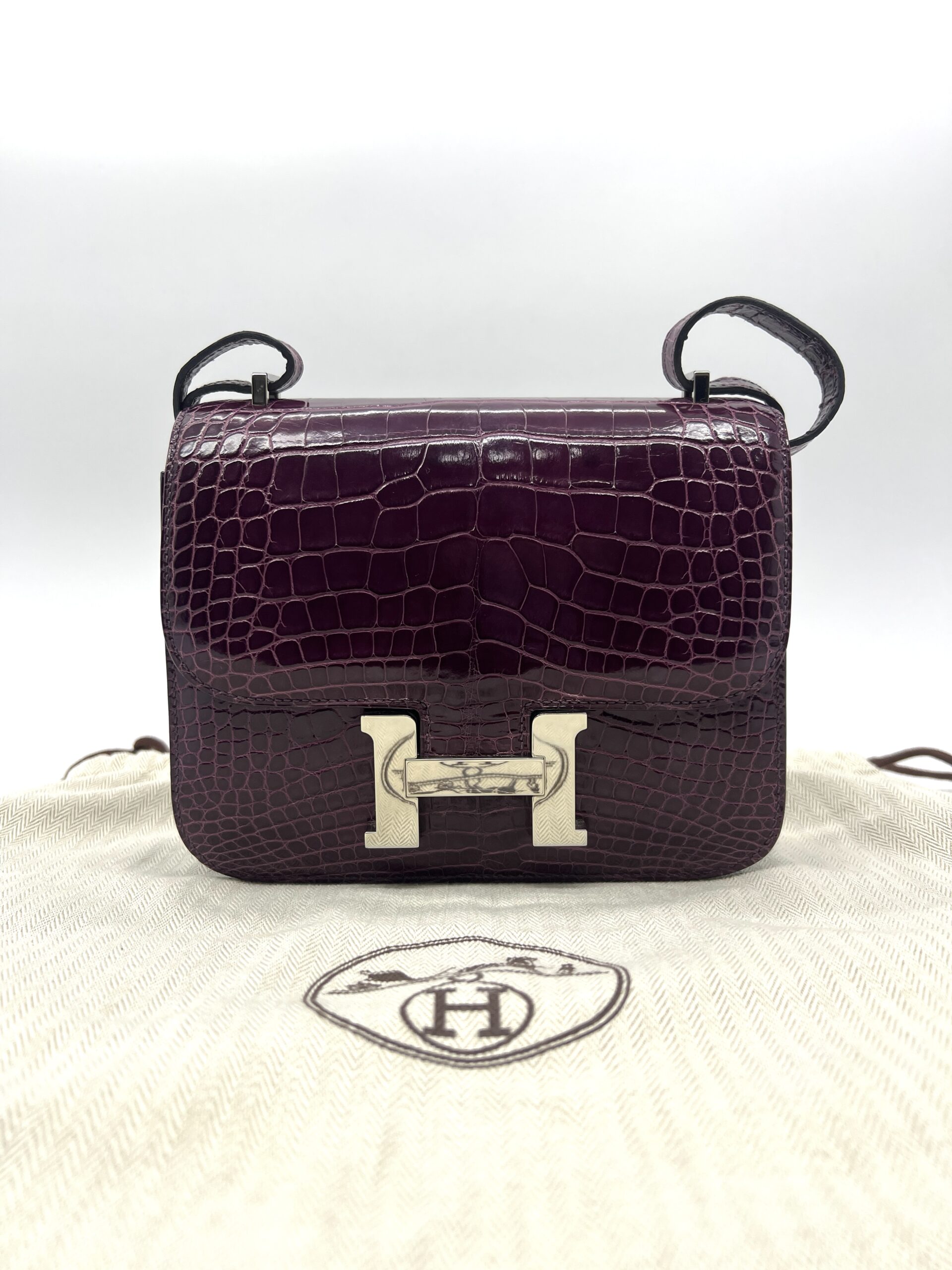 Hermes Constance 18 Croco Burgundy PHW