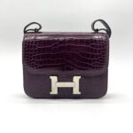 Hermes Constance 18 Croco Burgundy PHW