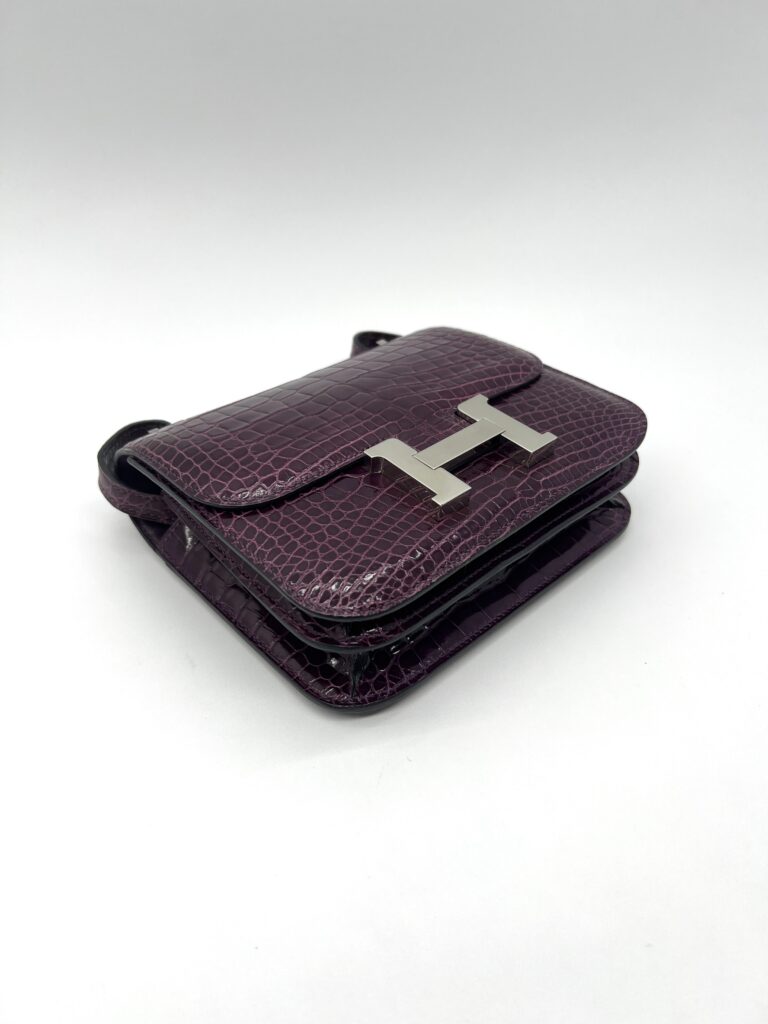 Hermes Constance 18 Croco Burgundy PHW
