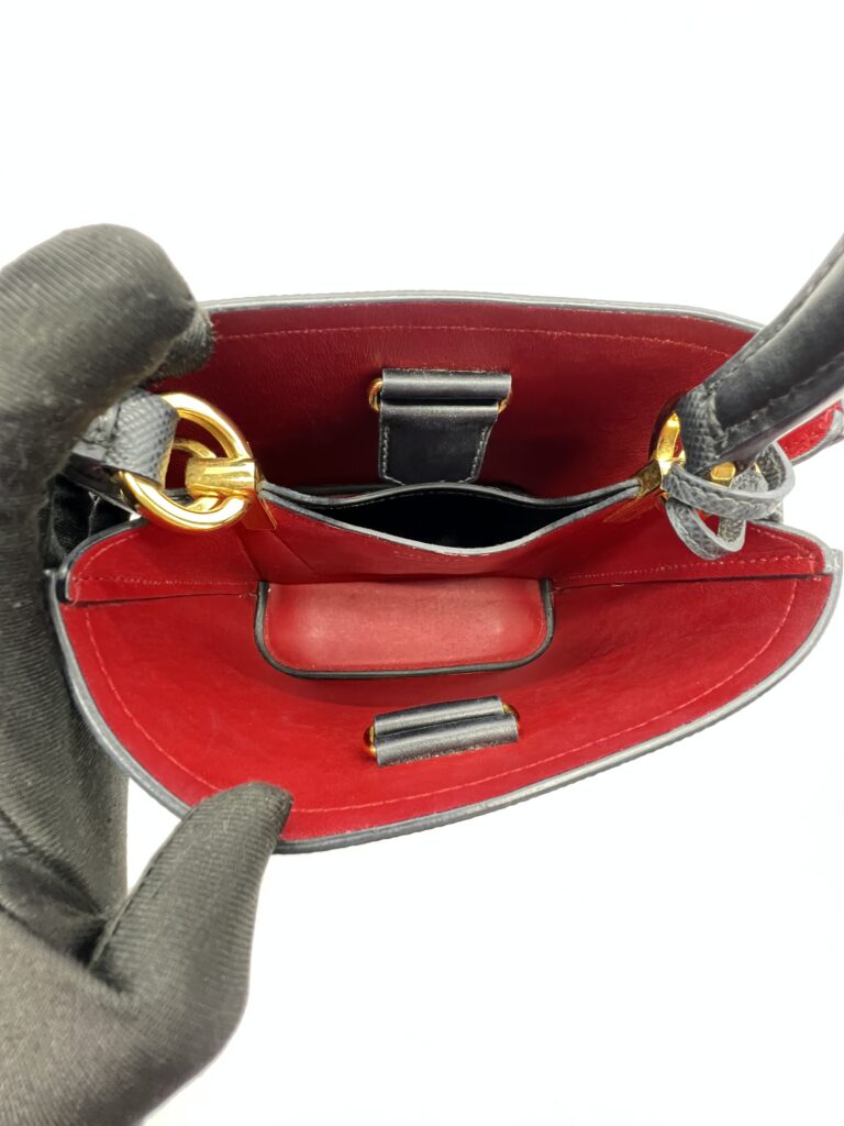 Prada Pannier Bucket Bag Saffiano Cuir Nero/Fuoco