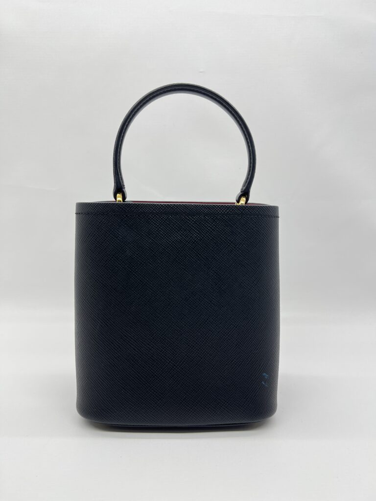 Prada Pannier Bucket Bag Saffiano Cuir Nero/Fuoco