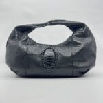 Bottega Veneta Belly Croquet Hobo Bag Phyton Black