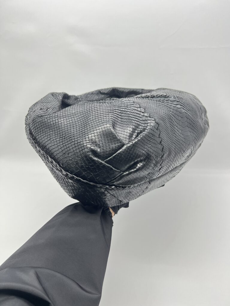 Bottega Veneta Belly Croquet Hobo Bag Phyton Black
