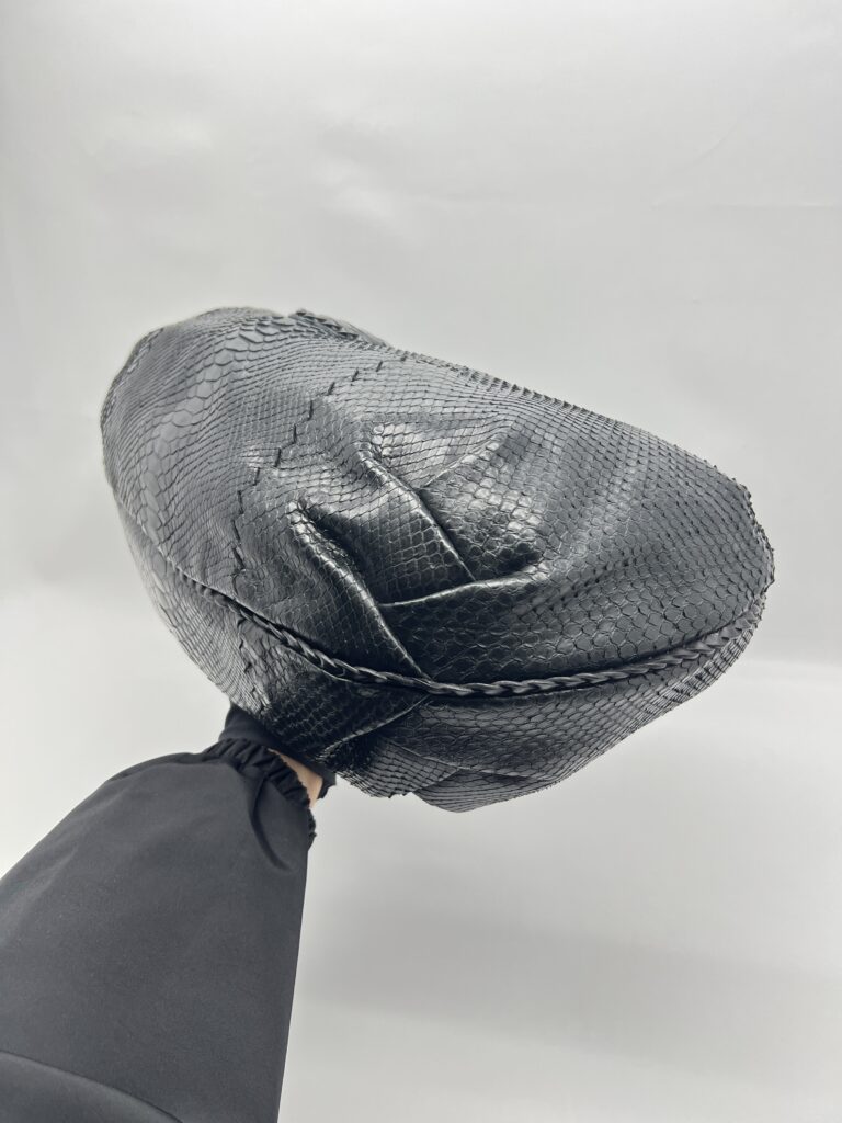 Bottega Veneta Belly Croquet Hobo Bag Phyton Black