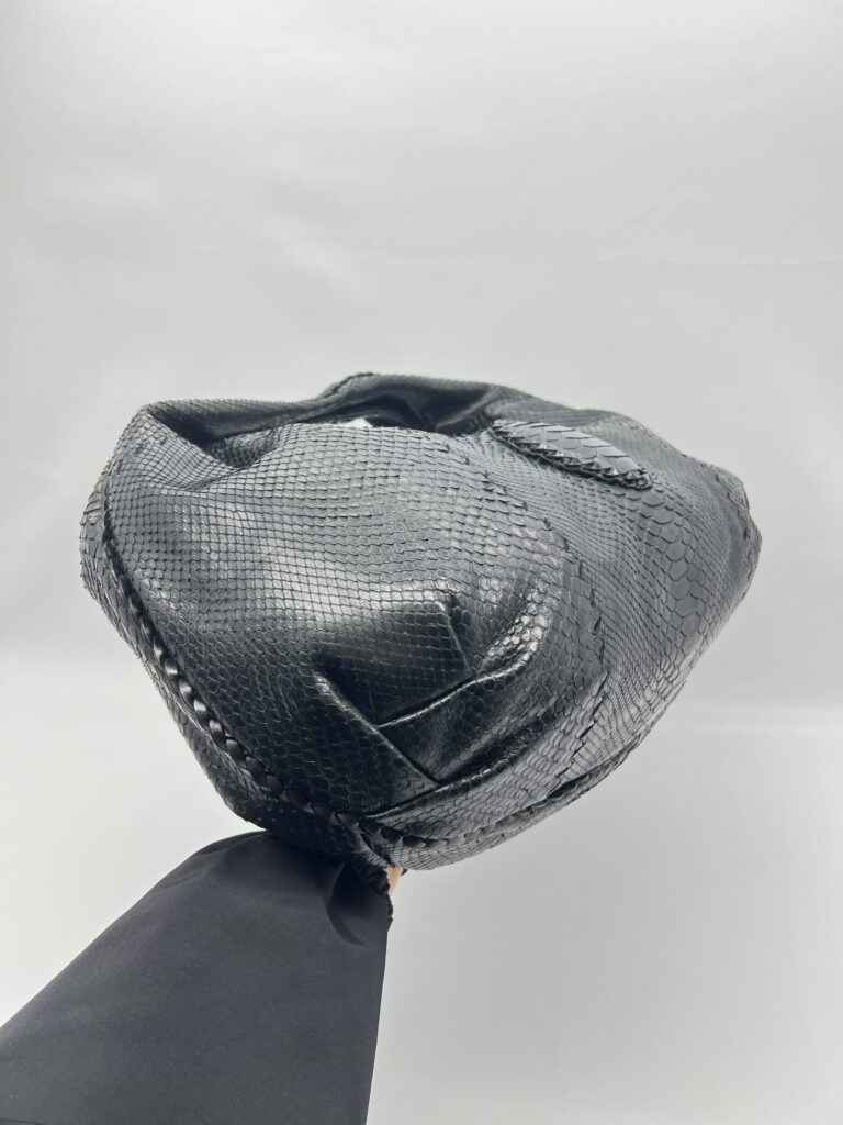 Bottega Veneta Belly Croquet Hobo Bag Phyton Black