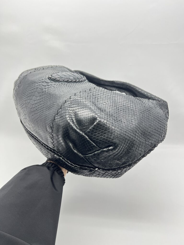 Bottega Veneta Belly Croquet Hobo Bag Phyton Black