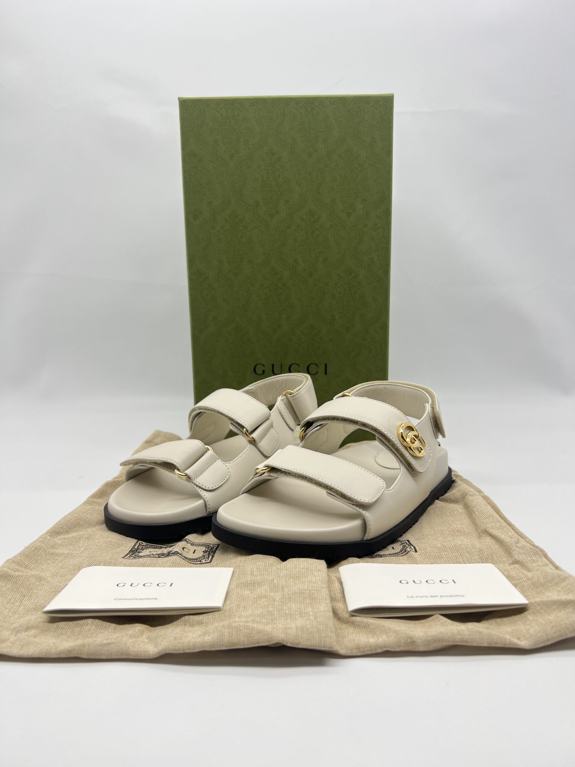 Gucci Moritz Charlotte Sandals Beige GHW