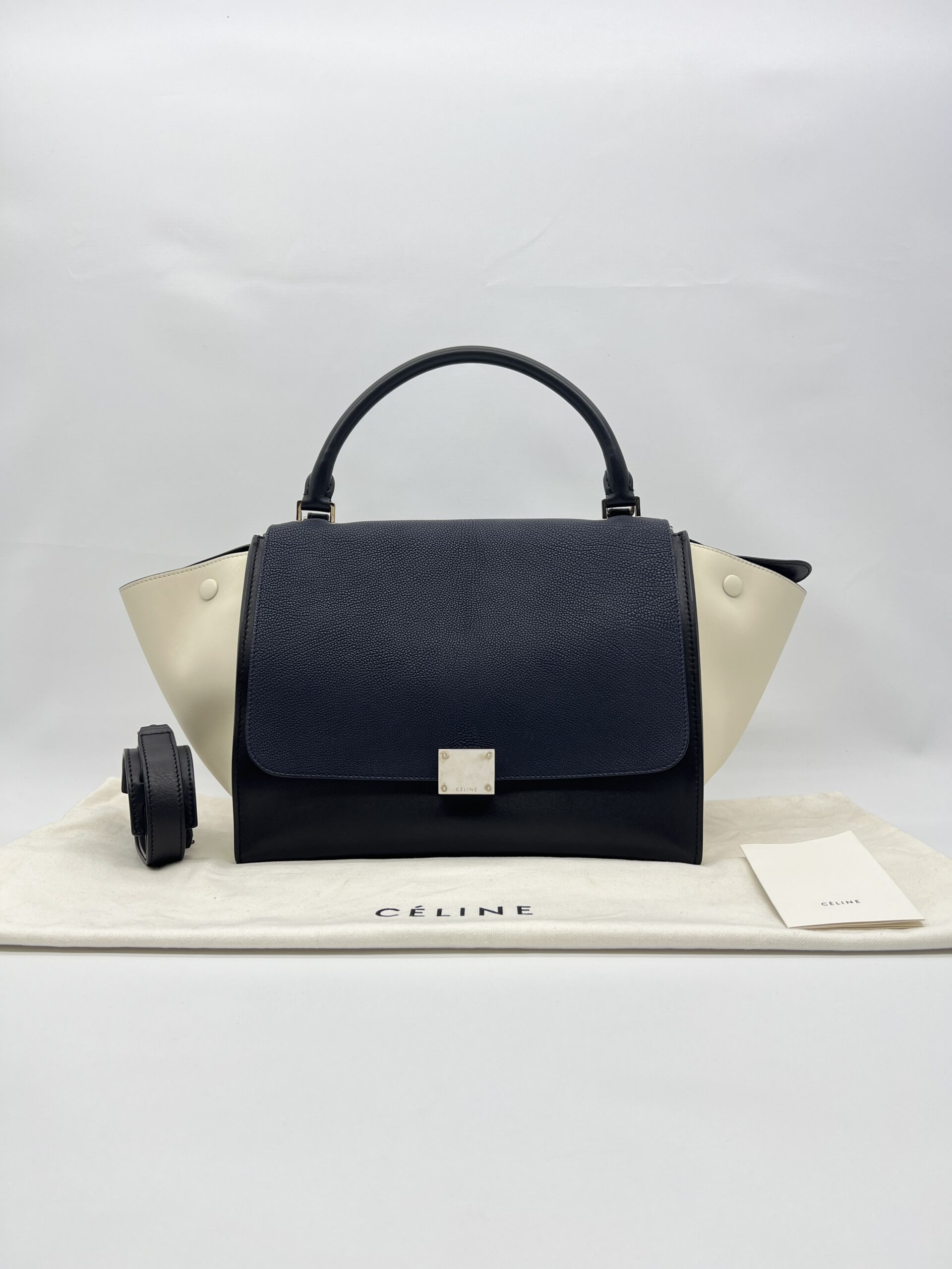 Celine Trapeze Black Navy White SHW