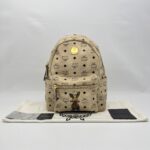 MCM Rabbit Backpack Visetos Beige GHW