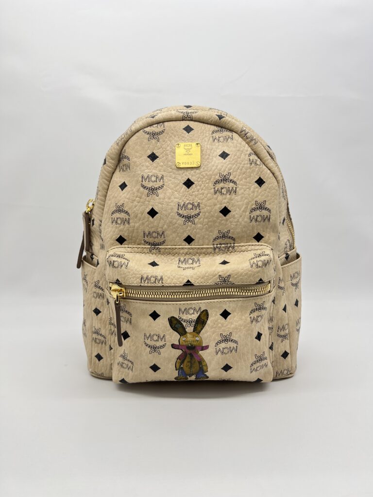MCM Rabbit Backpack Visetos Beige GHW