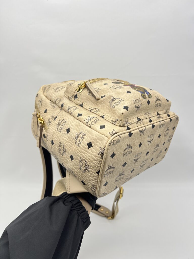 MCM Rabbit Backpack Visetos Beige GHW