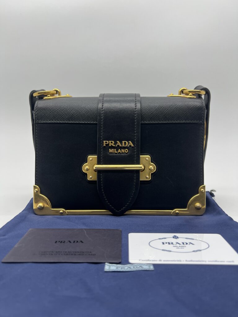 Prada Cahier City Calf Saffiano Nero