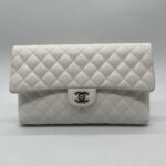 Chanel Classic Flap Clutch Caviar White GHW