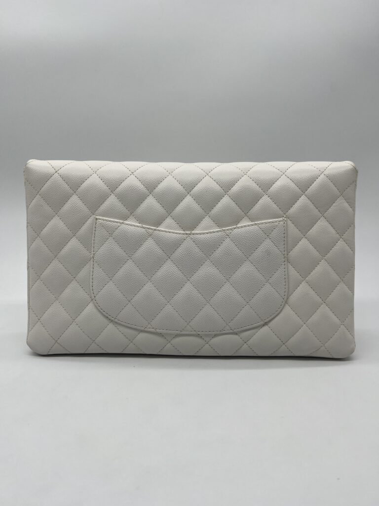 Chanel Classic Flap Clutch Caviar White GHW