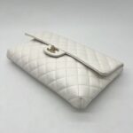 Chanel Classic Flap Clutch Caviar White GHW