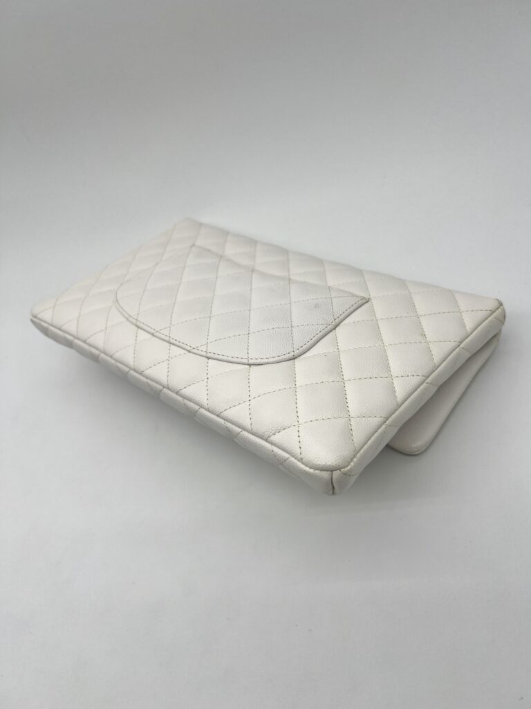 Chanel Classic Flap Clutch Caviar White GHW