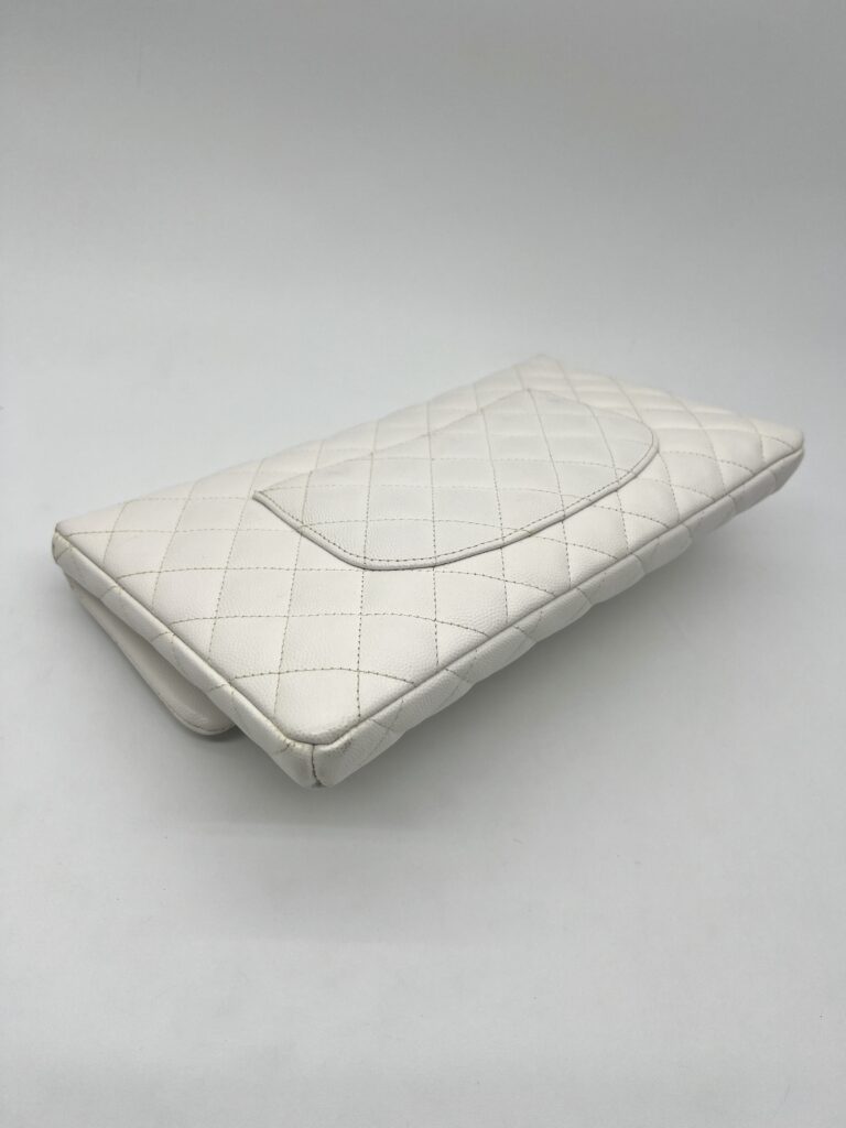 Chanel Classic Flap Clutch Caviar White GHW