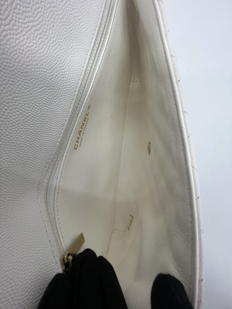Chanel Classic Flap Clutch Caviar White GHW