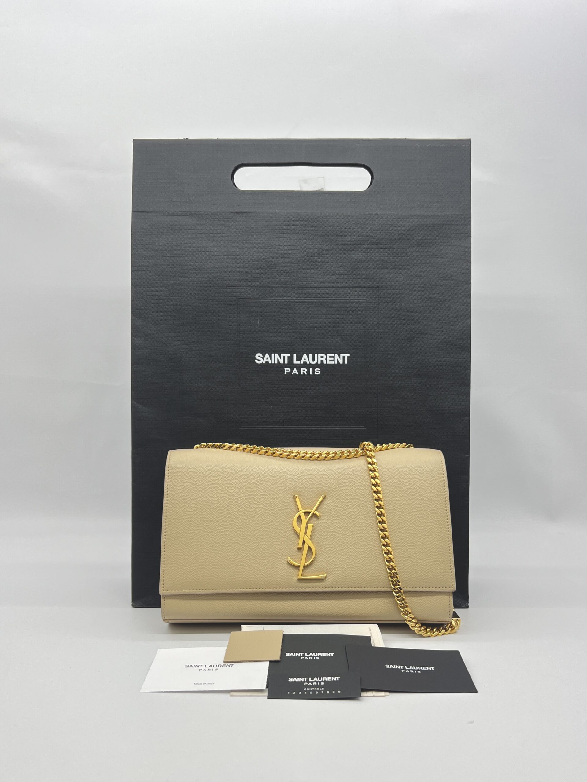 Saint Laurent Kate Medium Grained Beige GHW