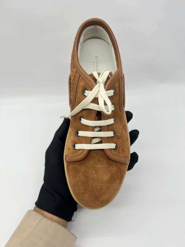 Bottega Veneta Woven Sneakers Intercciato Suede Brown