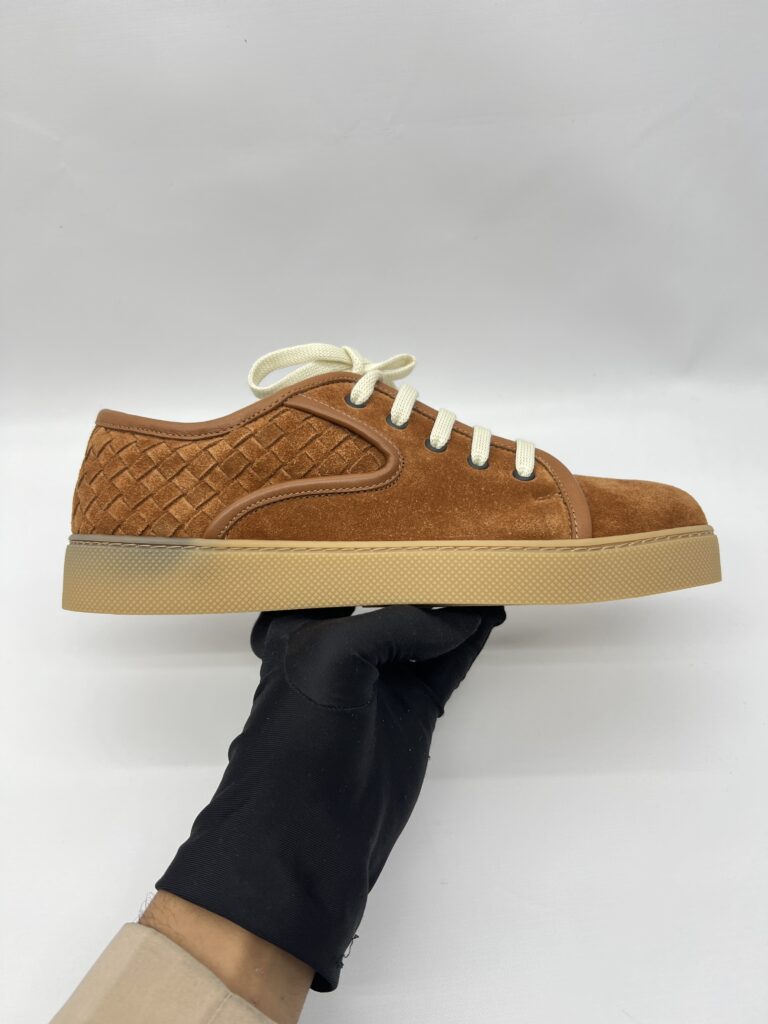 Bottega Veneta Woven Sneakers Intercciato Suede Brown