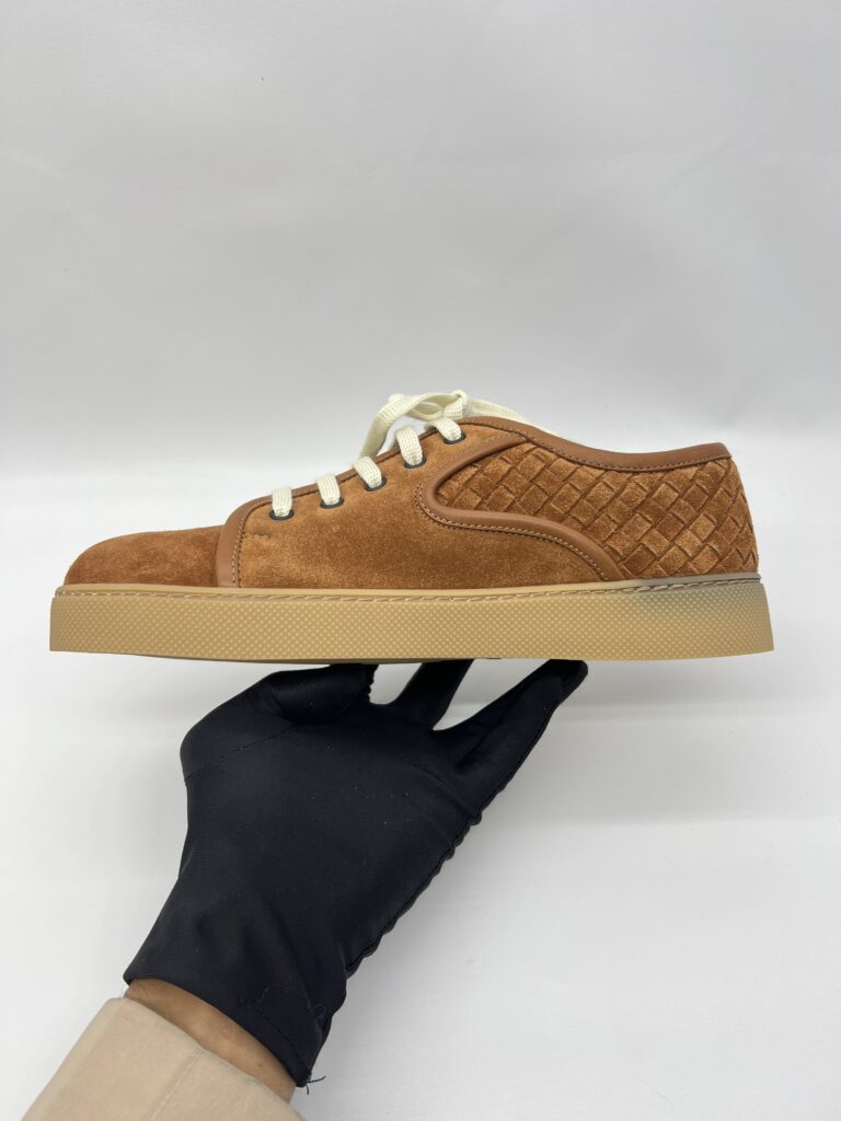 Bottega Veneta Woven Sneakers Intercciato Suede Brown