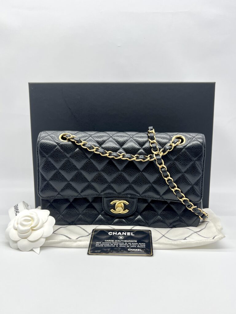 Chanel Medium Classic D Flap Caviar Black GHW