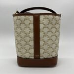 Celine Triomphe Small Bucket White Tan GHW