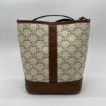 Celine Triomphe Small Bucket White Tan GHW