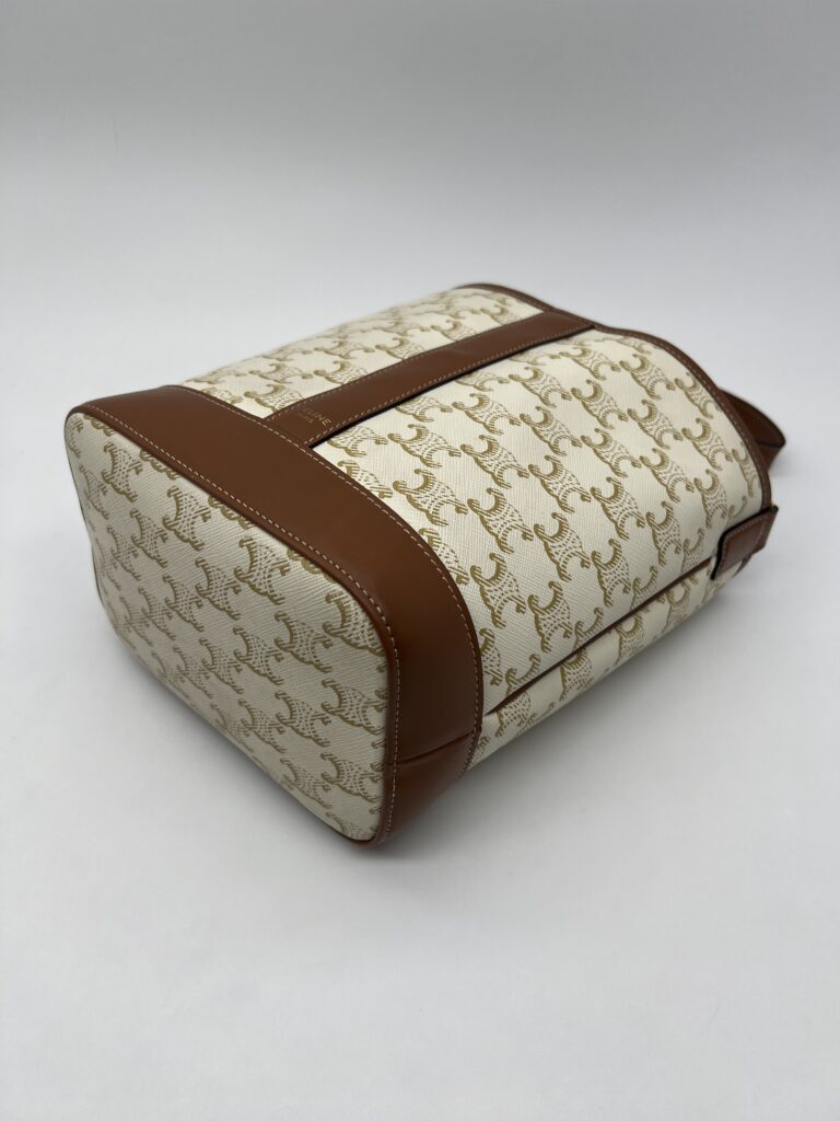 Celine Triomphe Small Bucket White Tan GHW