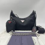 Prada Re-Edition Saffiano Tessito Nero SHW