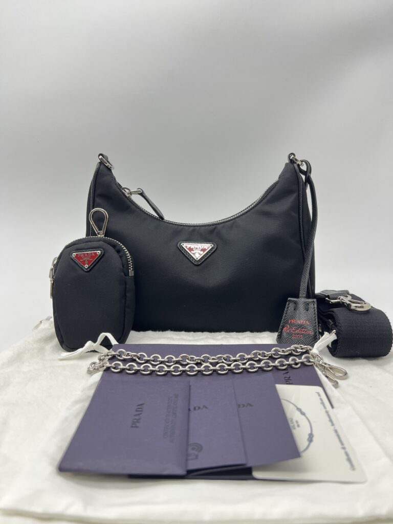 Prada Re-Edition Saffiano Tessito Nero SHW