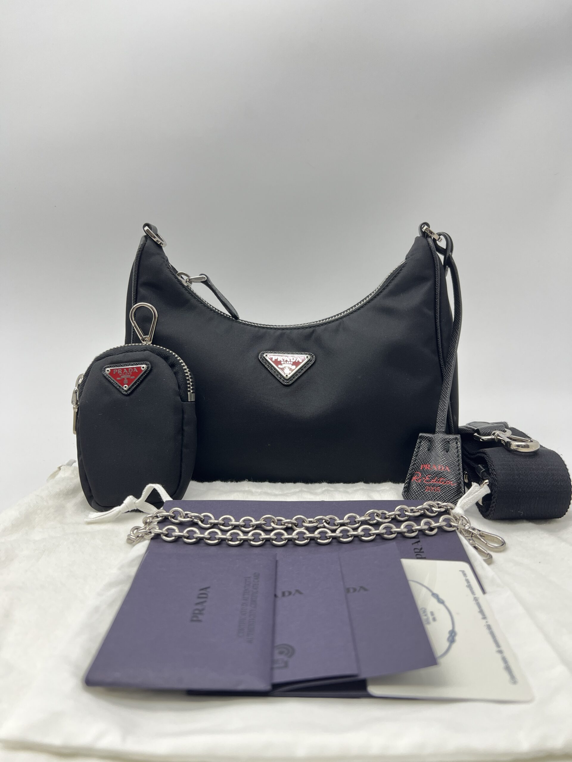 Prada Re-Edition Saffiano Tessito Nero SHW