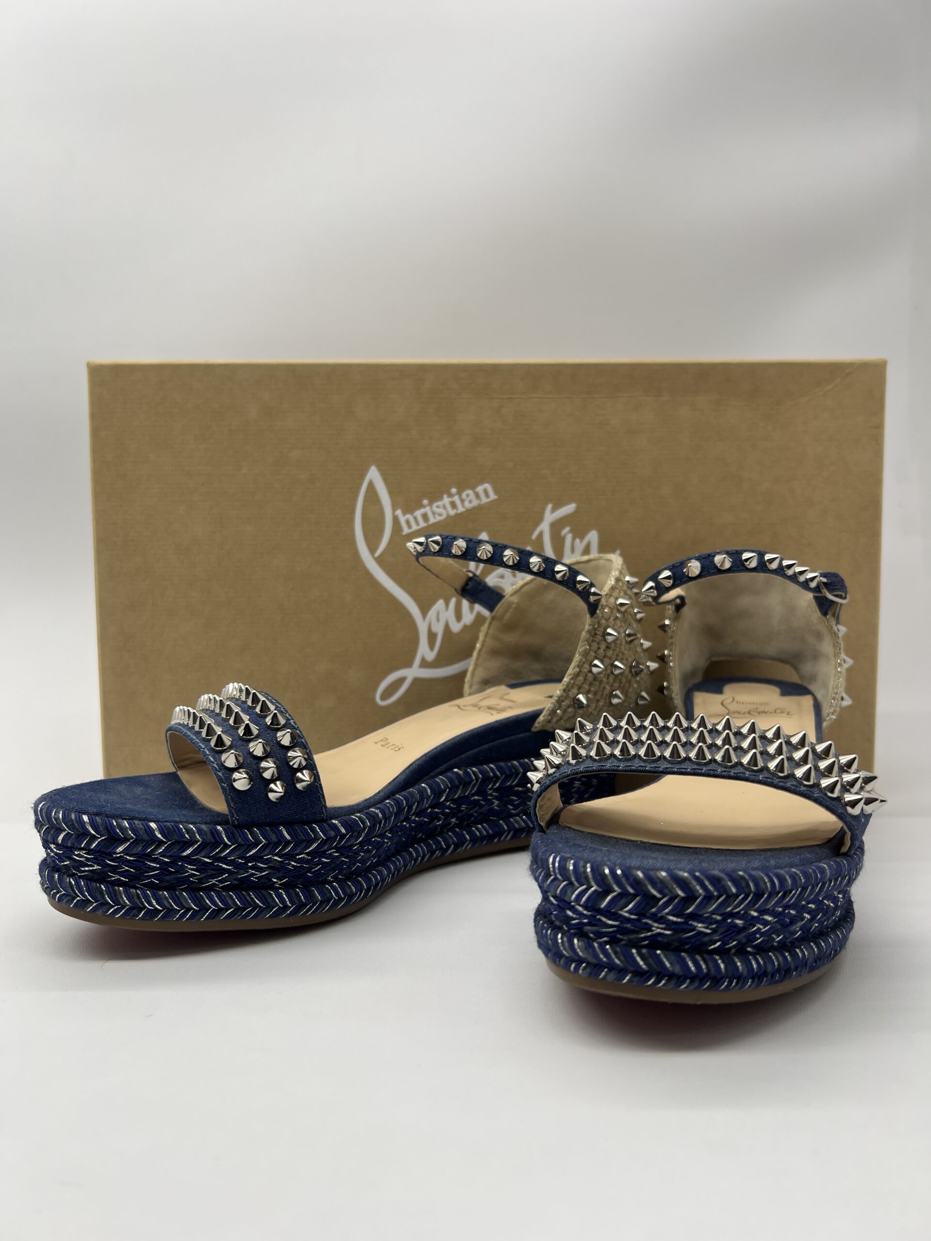 Christian Louboutin Studded  Espadrille Denim Navy
