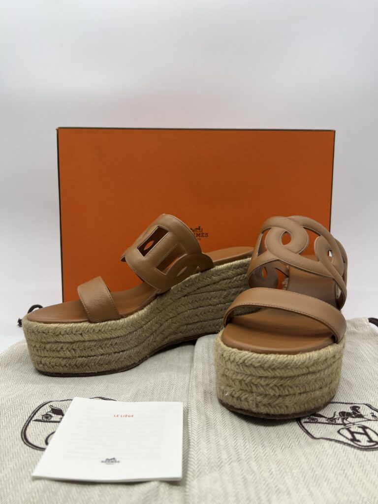 Hermes Ithea30 Espadrille Naturel