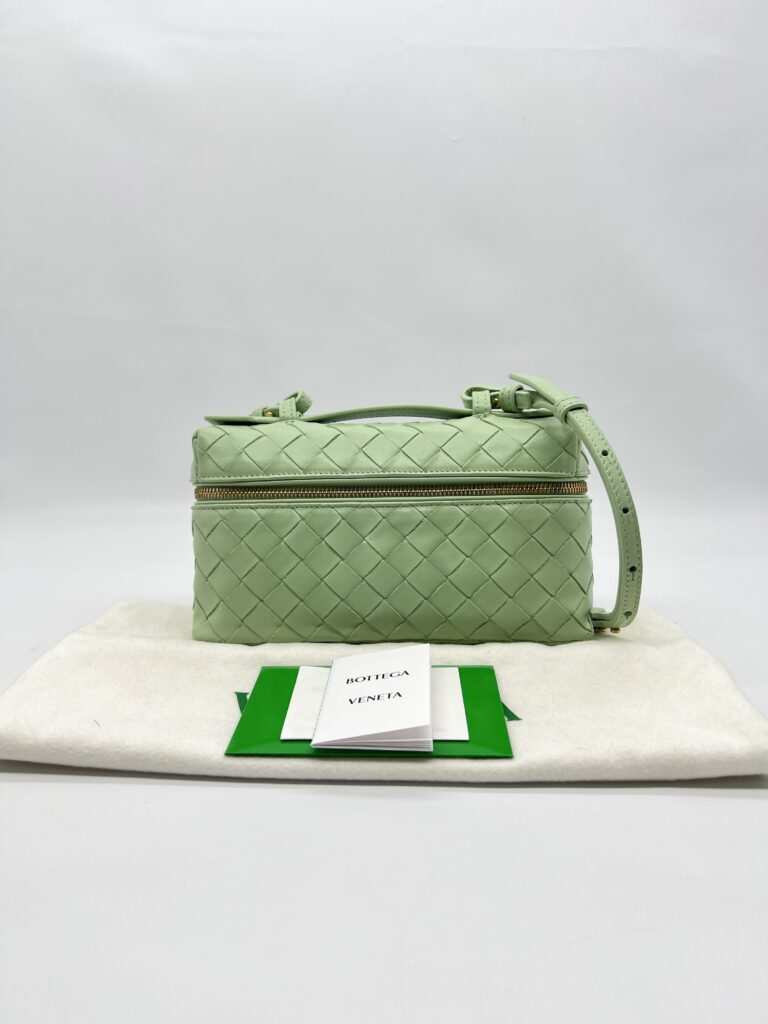 Bottega Veneta Bang Bang Vanity Case Intercciato Green GHW