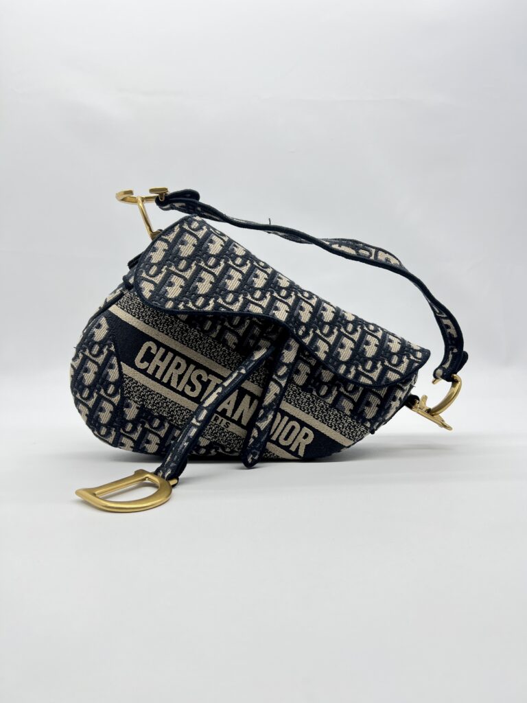 Dior Saddle Medium Canvas Oblique Blue GHW