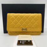 Chanel Boy WOC Lambskin Yellow GHW