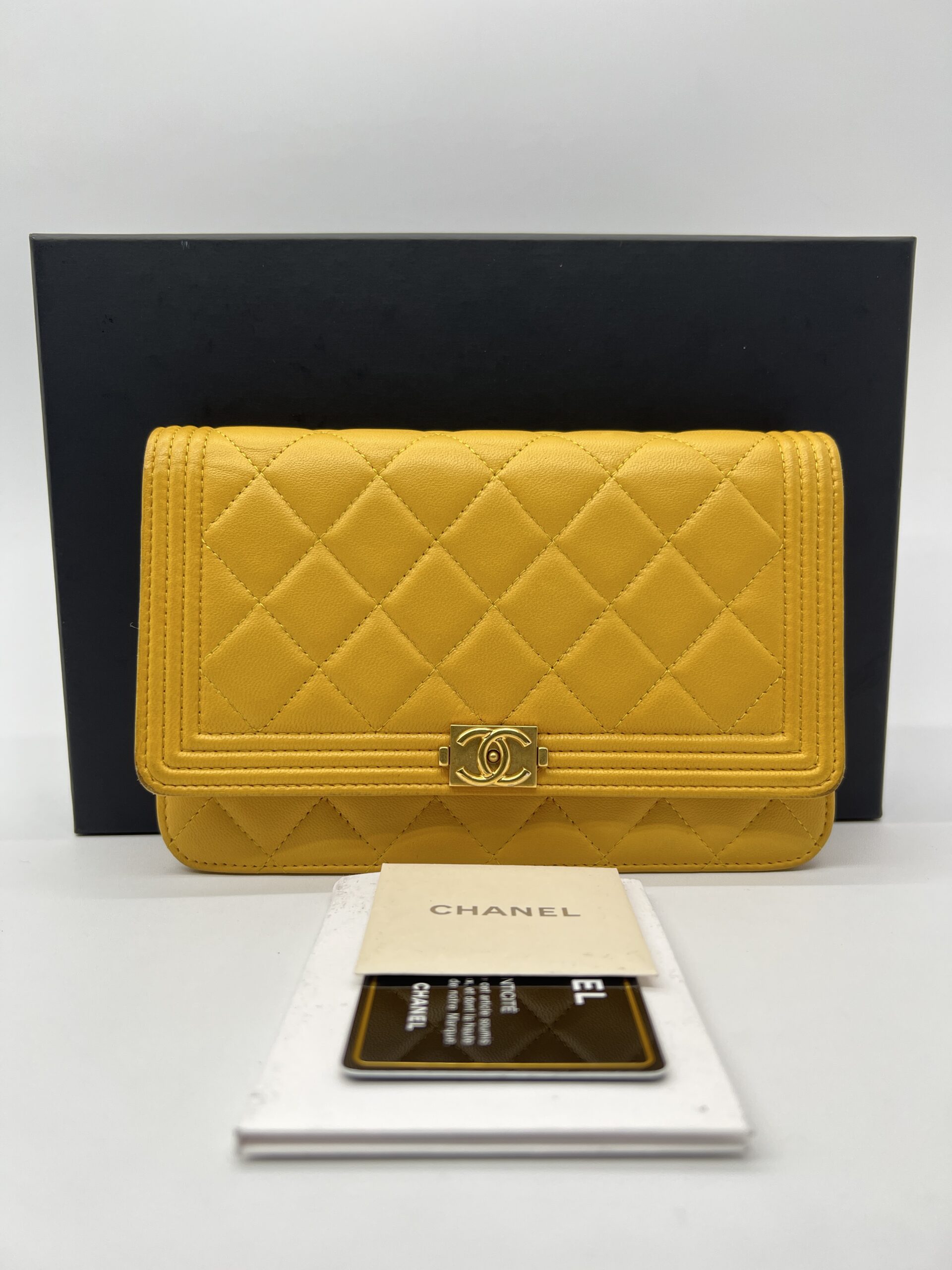 Chanel Boy WOC Lambskin Yellow GHW