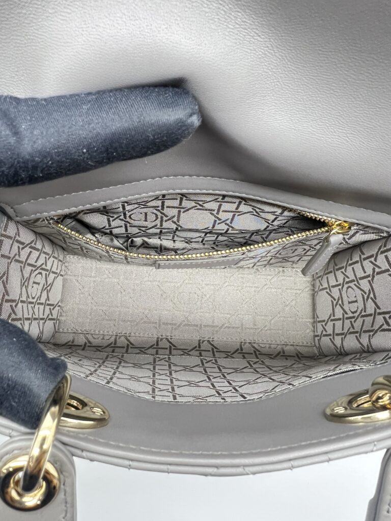 Dior Lady Dior Small Lambskin Grey GHW