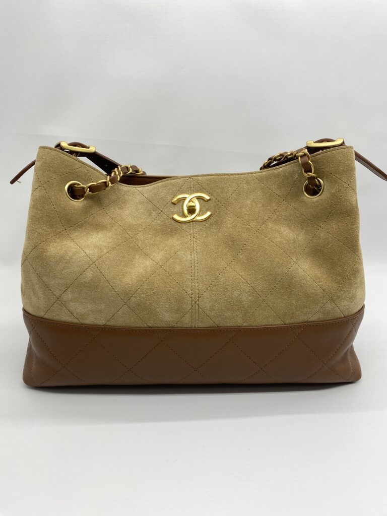 Chanel Small Coco Base Hobo Suede Lambskin Beige/Camel GHW