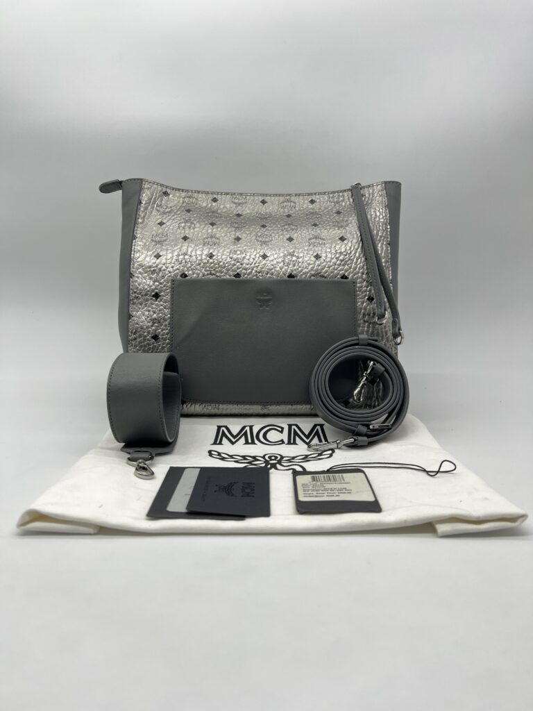 MCM Medium Hobo Metallic Visetos Silver SHW