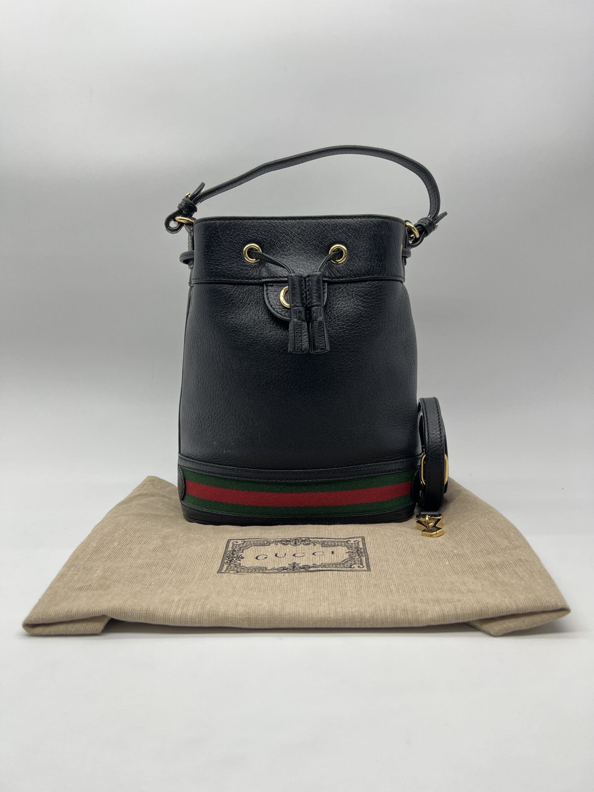 Gucci Ophidia Bucket Leather Black GHW