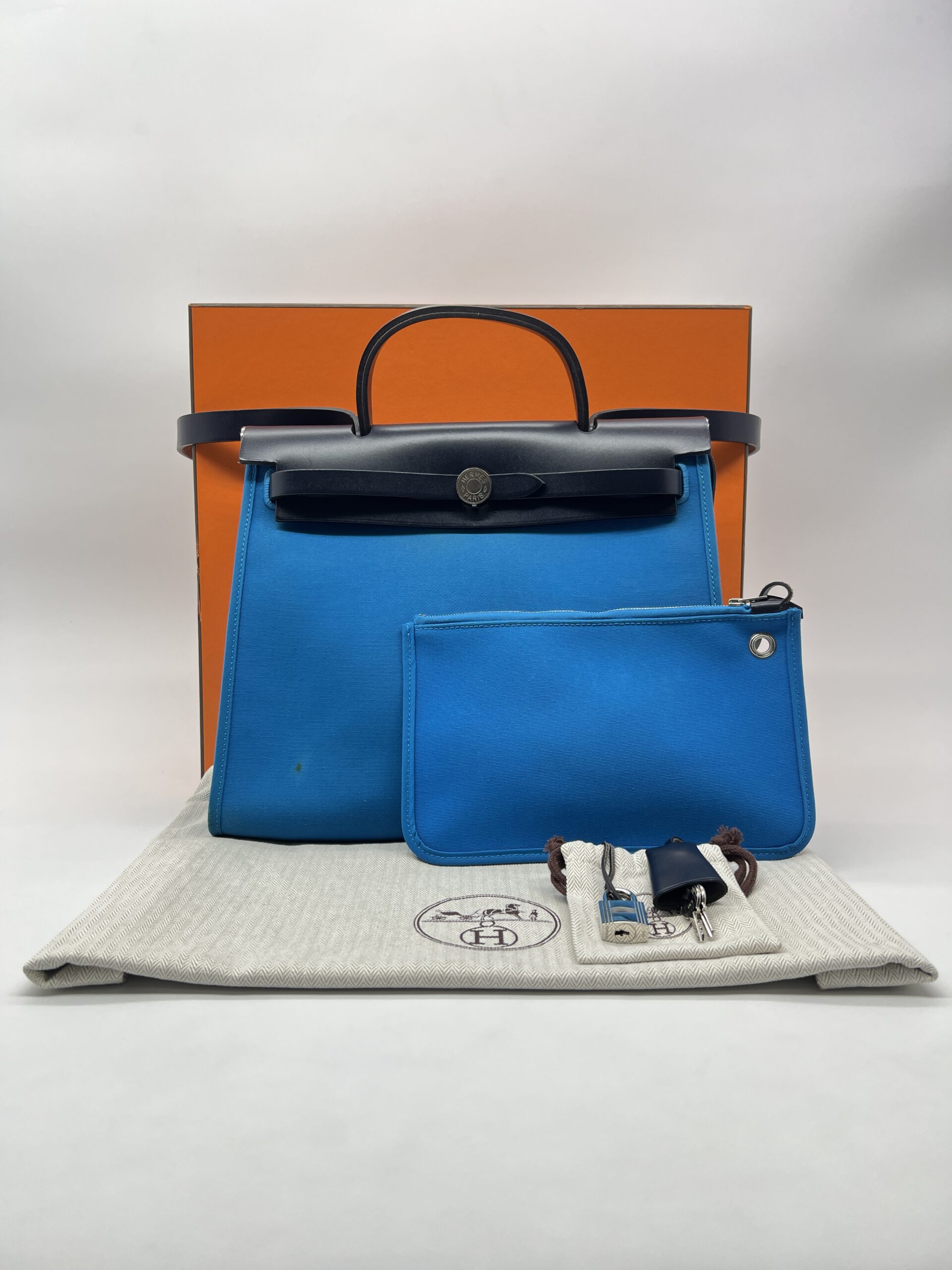 Hermes Herbag 31 Canvas Bleu Zanzibar/Bleu Indigo PHW