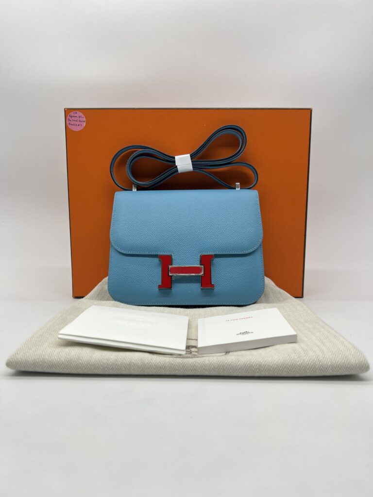 Hermes Constance 18 Epsom Blue De Nord Rouge PHW
