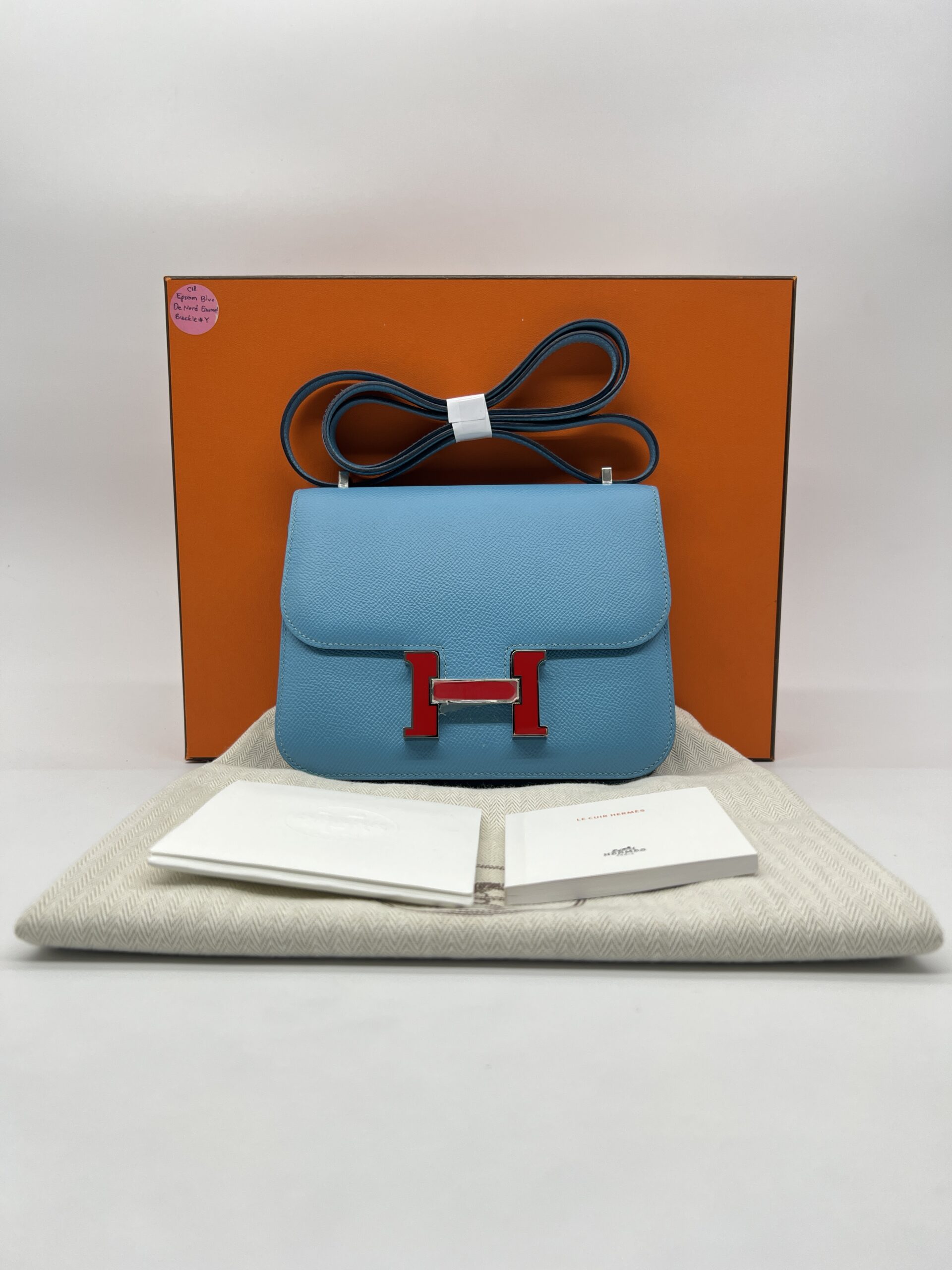 Hermes Constance 18 Epsom Blue De Nord Rouge PHW