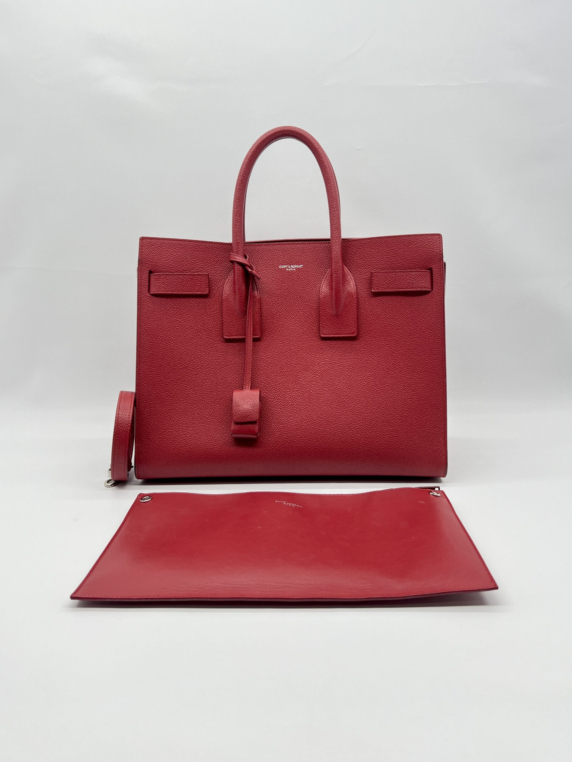 Saint Laurent SAC De Jour Grained Red SHW