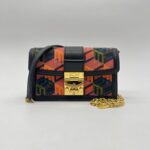 MCM Tracy Crossbody Bag Black Orange Cubic GHW